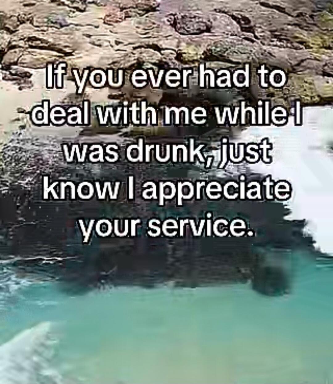 If you ever had to deal with me while I was drunk, just know I appreciate your service.