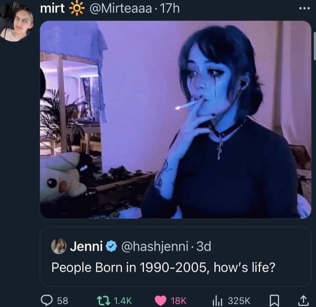 VIR CEEER VA by A K P DEREL LT NGLESERT TR People Born in 1990 2005 hows life Qss 114K 18K 3k R