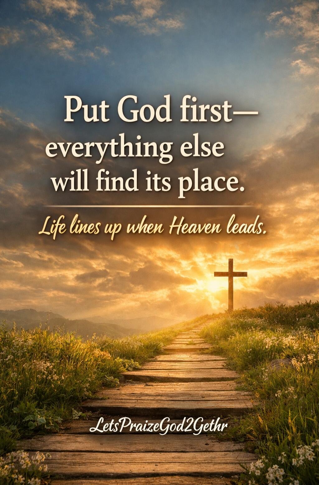 Put God first— everything else will find its place.
Life lines up when Heaven leads.
LetsPraiseGod2Gethr
