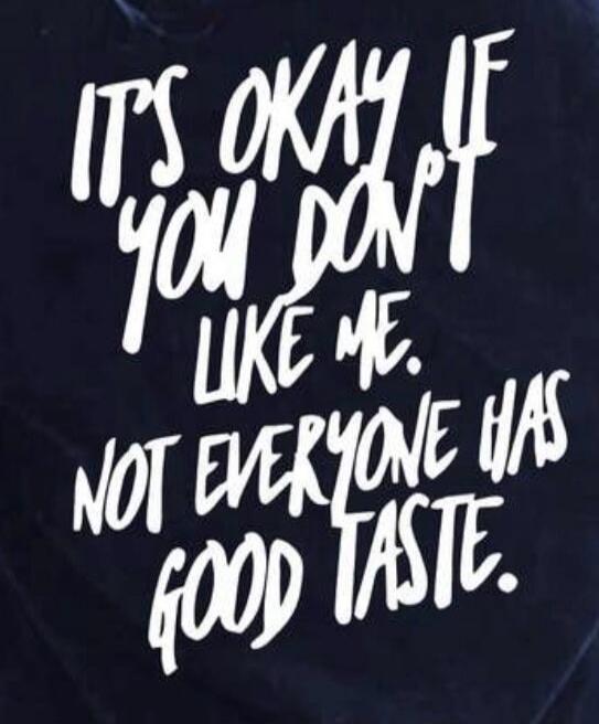 IT'S OKAY IF YOU DON'T LIKE ME. NOT EVERYONE HAS GOOD TASTE.