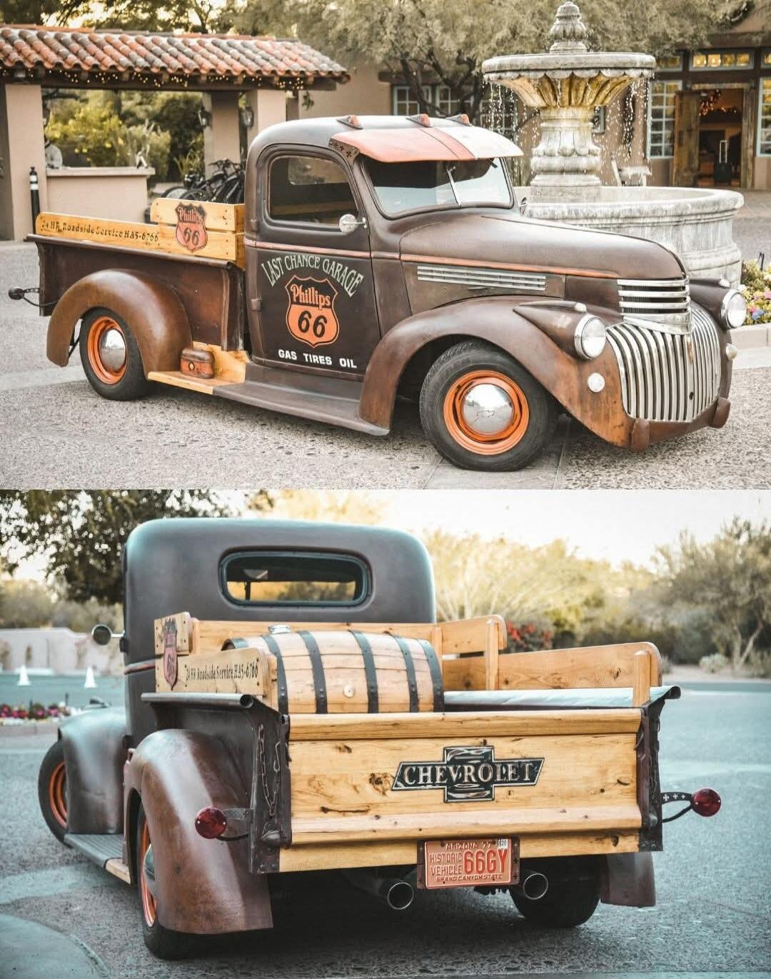 LAST CHANCE GARAGE Phillips 66 GAS TIRES OIL. 24 HR. Roadside Service HA5-6766. CHEVROLET. ARIZONA 77 188 HISTORIC VEHICLE 666GY GRAND CANYON STATE.