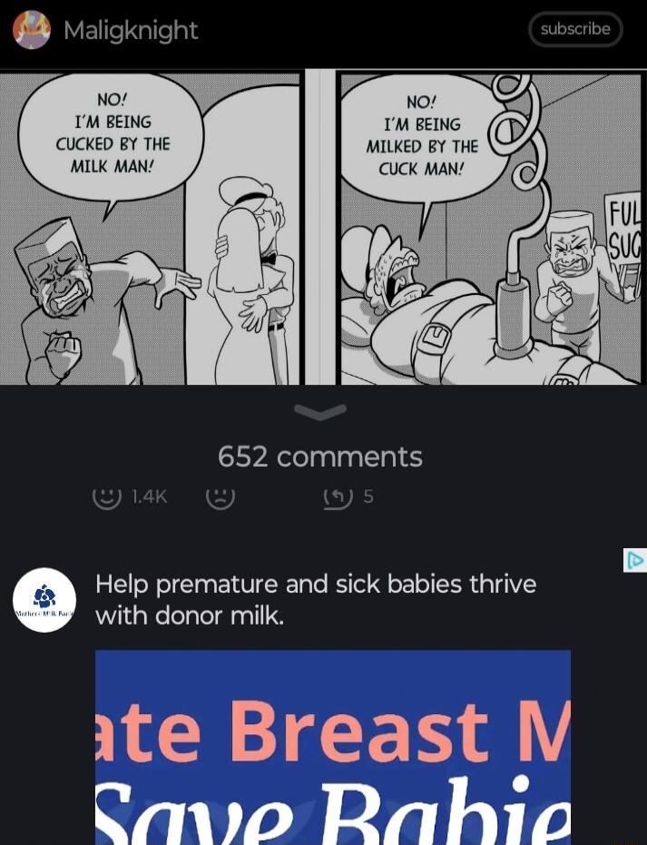 Maligknight No IM BEING CUCKED BY THE MILK MAN 652 comments e Help premature and sick babies thrive with donor milk 1ite Breast _IV Save Rahic