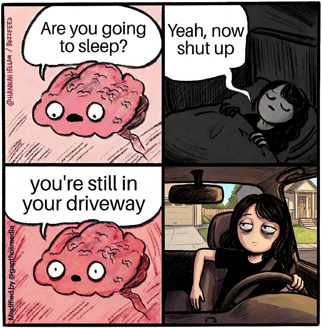 Are you going to sleep? Yeah, now shut up. you're still in your driveway.