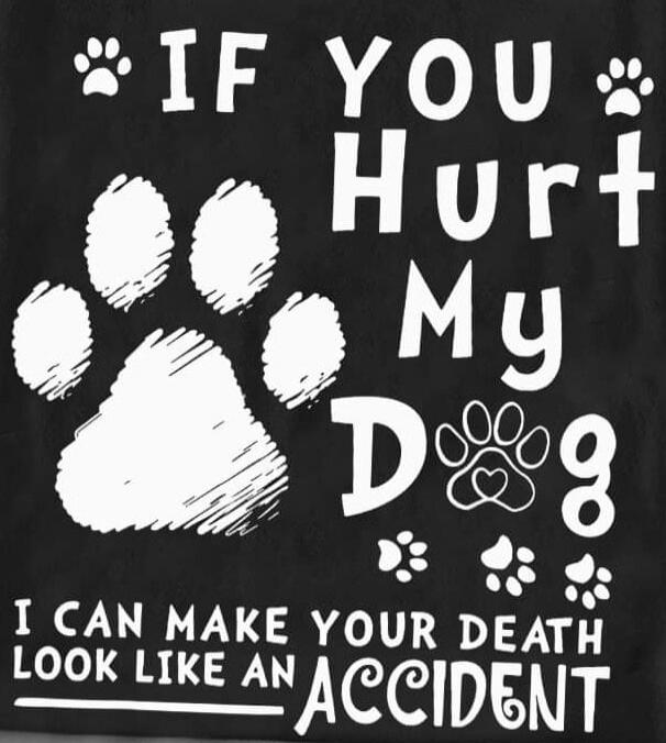 IF YOU HURT MY DOG I CAN MAKE YOUR DEATH LOOK LIKE AN ACCIDENT