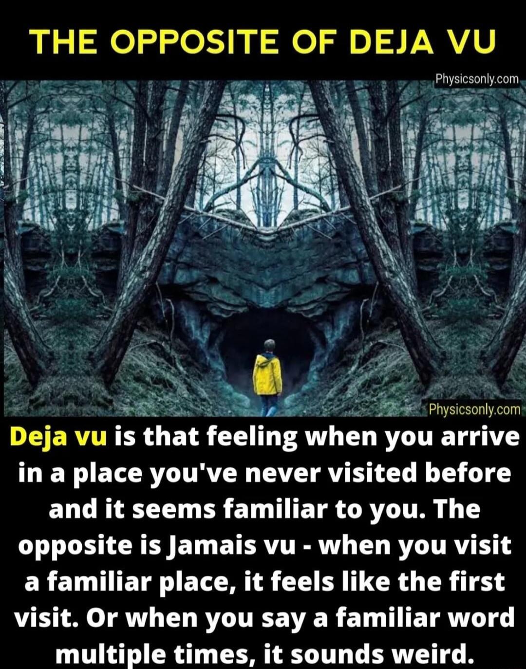 THE OPPOSITE OF DEJA VU Physcsonycom Physicsonlycom an vuis that feelmg when VLU ETHIT in a place youve never visited before ELCRIEL ERET TTETR LRI f T LI LN ET EICRUTIRRNT T RV ITRV 3 ERCLL LTS TS CI DY IERY TR 1544 AUET A J AT ELRTITEEER ET T TETAVT L multiple times it sounds weird