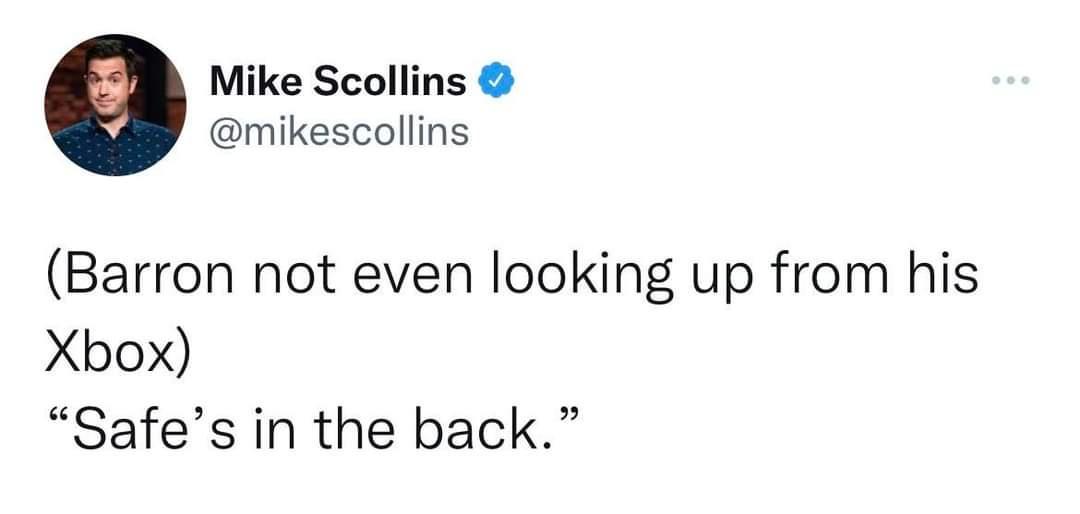 Mike Scollins mikescollins Barron not even looking up from his Xbox Safes in the back