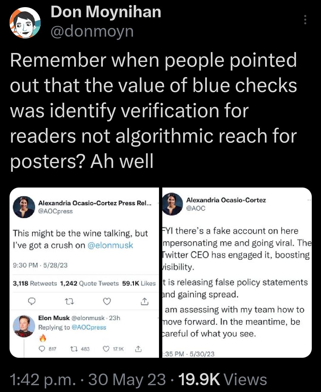 Don Moynihan leolalnlo V3 RETNTETR oTT RN aToTo WoTToTo N ool RN T IV S GEYR G IERVE VIR o fo VIR ol 1el was identify verification for readers not algorithmic reach for posters Ah well