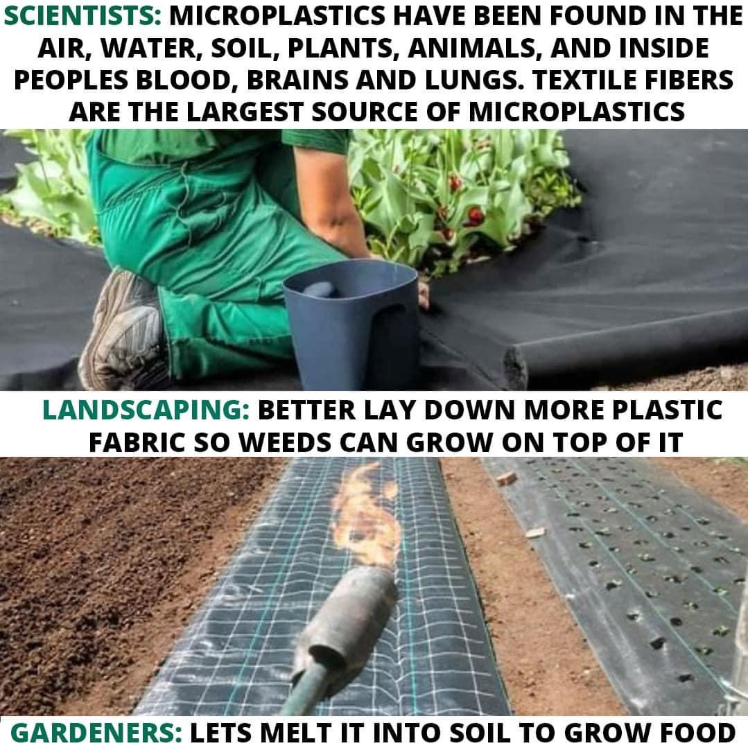 SCIENTISTS MICROPLASTICS HAVE BEEN FOUND IN THE AIR WATER SOIL PLANTS ANIMALS AND INSIDE PEOPLES BLOOD BRAINS AND LUNGS TEXTILE FIBERS ARE THE LARGEST SOURCE OF MICROPLASTICS eAAW 1y GARDENERS LETS MELT IT IN D