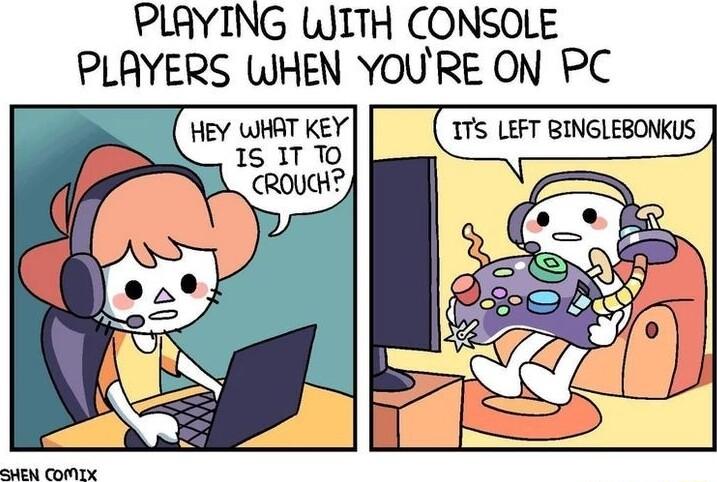 PLAYING WITH CONSOLE PLAYERS WHEN YOURE ON PC TS LEFT BINGLEBONKUS SN Cofine