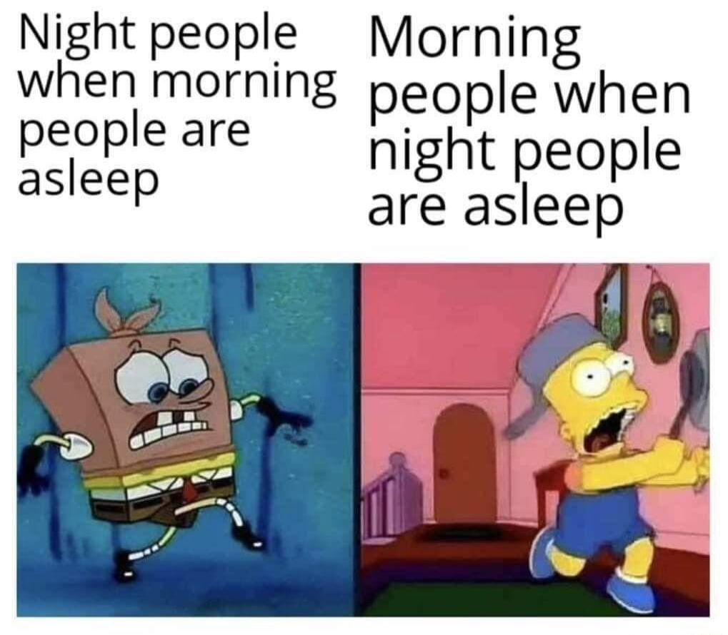 Night people Morning vgoeremng people when night people asleep are asleep
