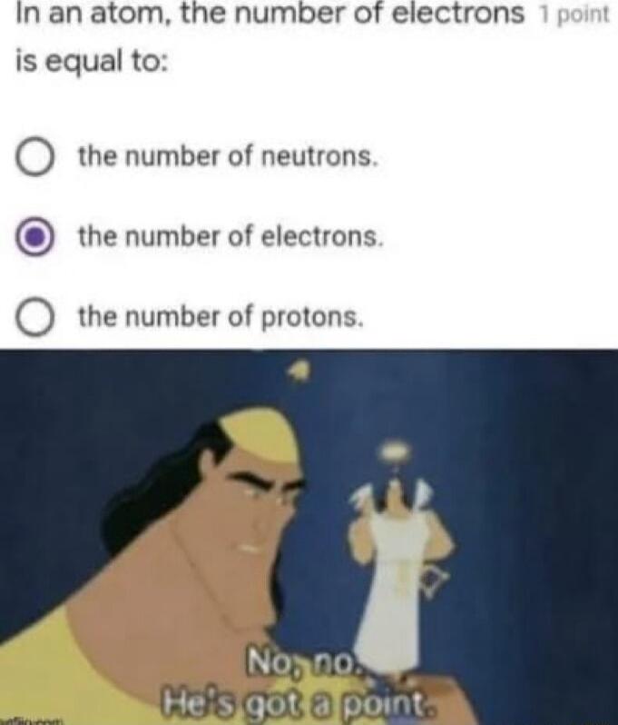 In an atom the number of electrons is equal to O the number of neutrons the number of electrons O the number of protons