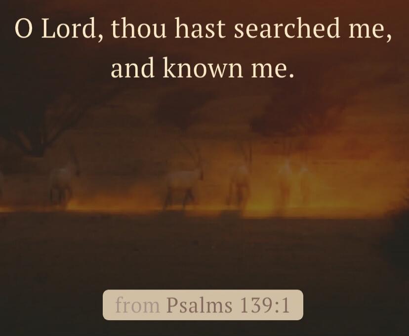 O Lord, thou hast searched me, and known me. from Psalms 139:1