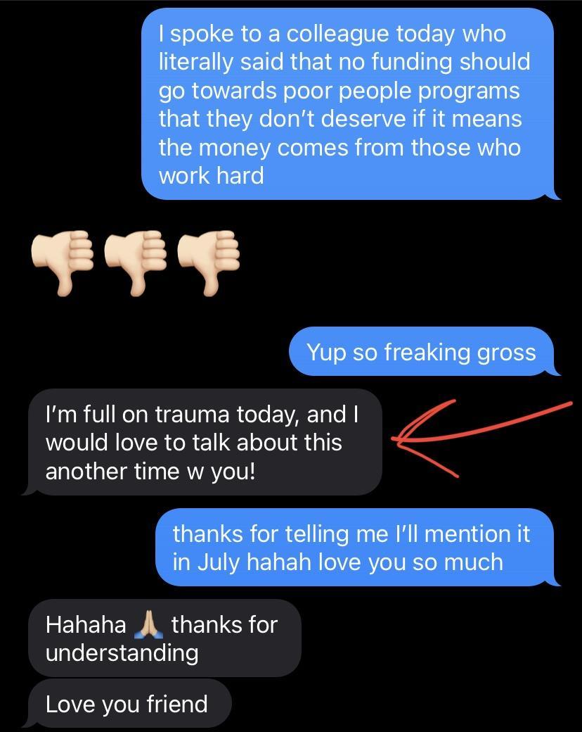 o Im full on trauma today and would love to talk about this another time w you Hahaha A thanks for TGS ERT RCIVERVL TR 1N