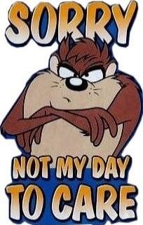 SORRY NOT MY DAY TO CARE