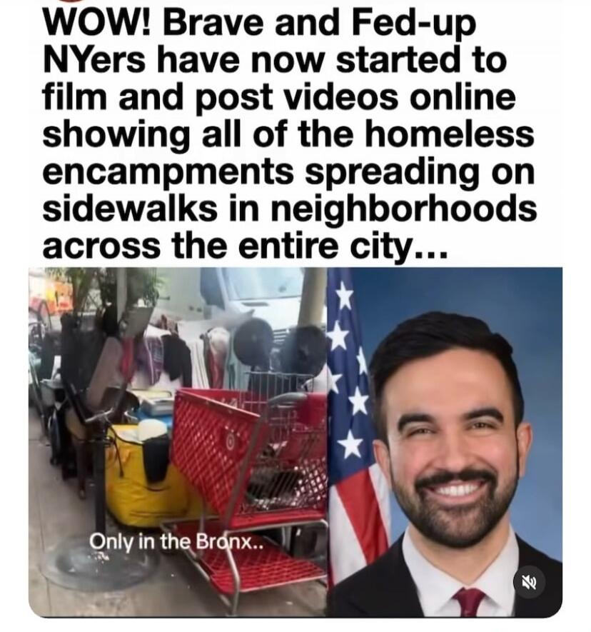 WOW! Brave and Fed-up NYers have now started to film and post videos online showing all of the homeless encampments spreading on sidewalks in neighborhoods across the entire city... Only in the Bronx..