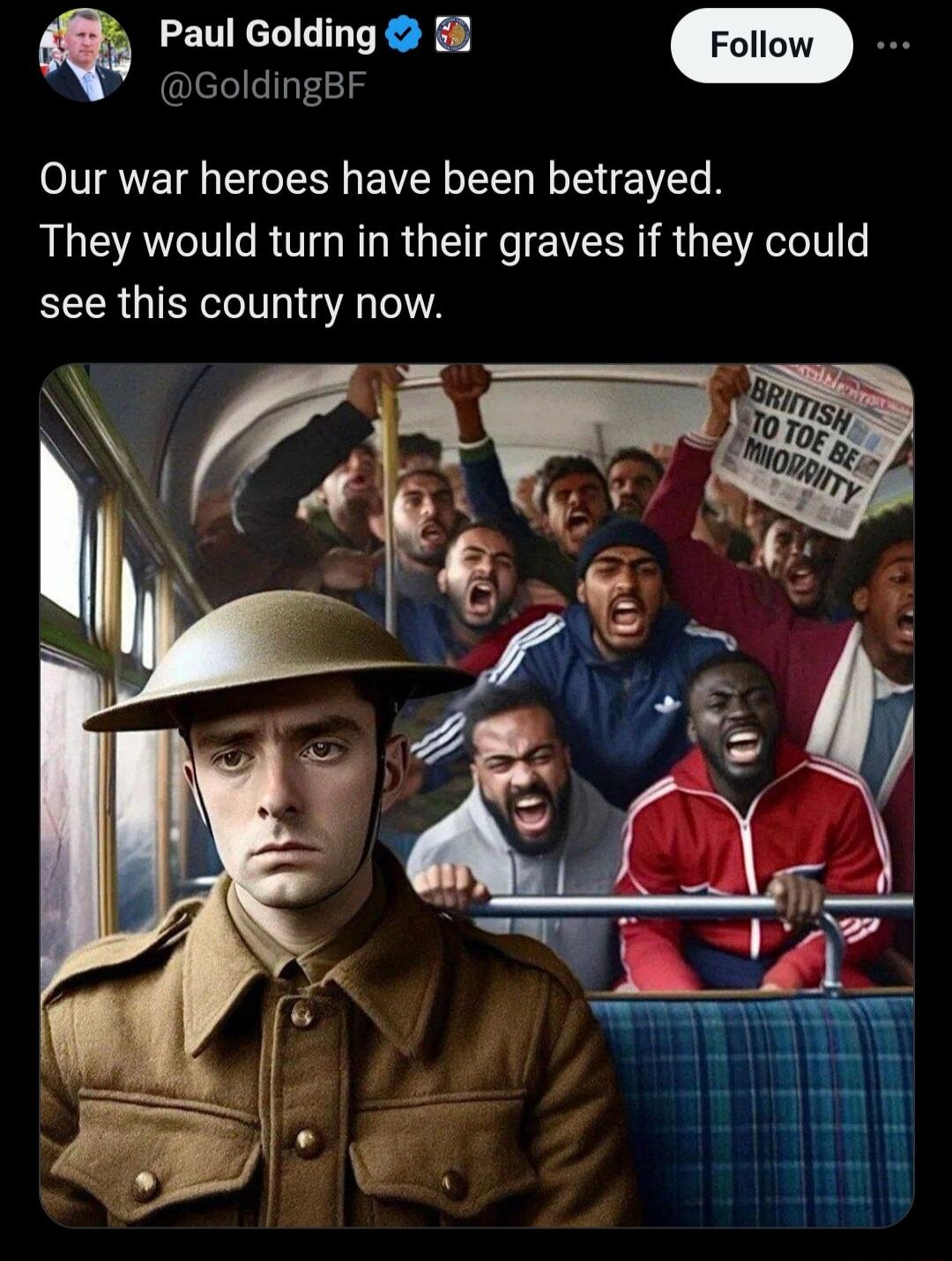 Paul Golding 3 GoldingBF Our war heroes have been betrayed They would turn in their graves if they could EEERGIEE T 3 T