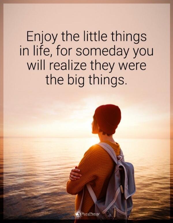 Enjoy the little things in life, for someday you will realize they were the big things.