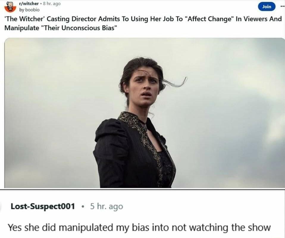 et L The Witcher Casting Director Admits To Using Her Job To Affect Change In Viewers And Manipulate Their Unconscious Bias Lost Suspect001 Yes she did manipulated my bias into not watching the show
