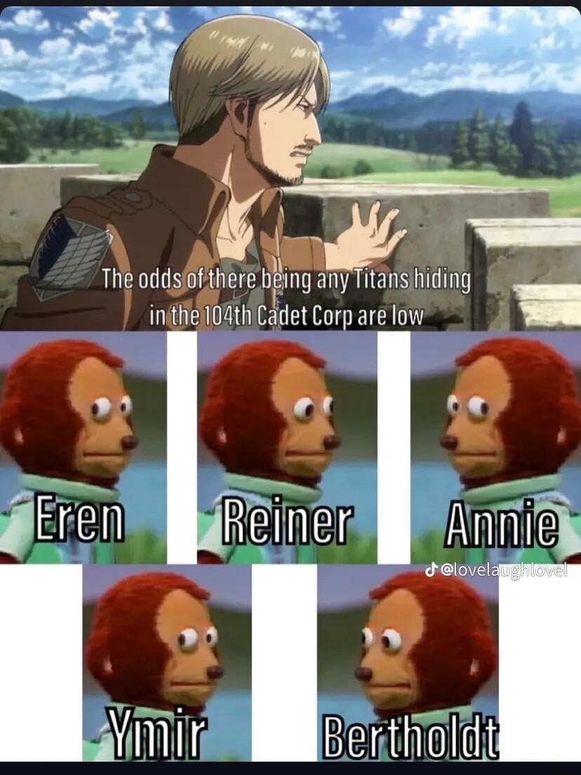 Vo e e oddsofthere being any Titanshiding in tliefm Cadet Corp are low B Bentioldt