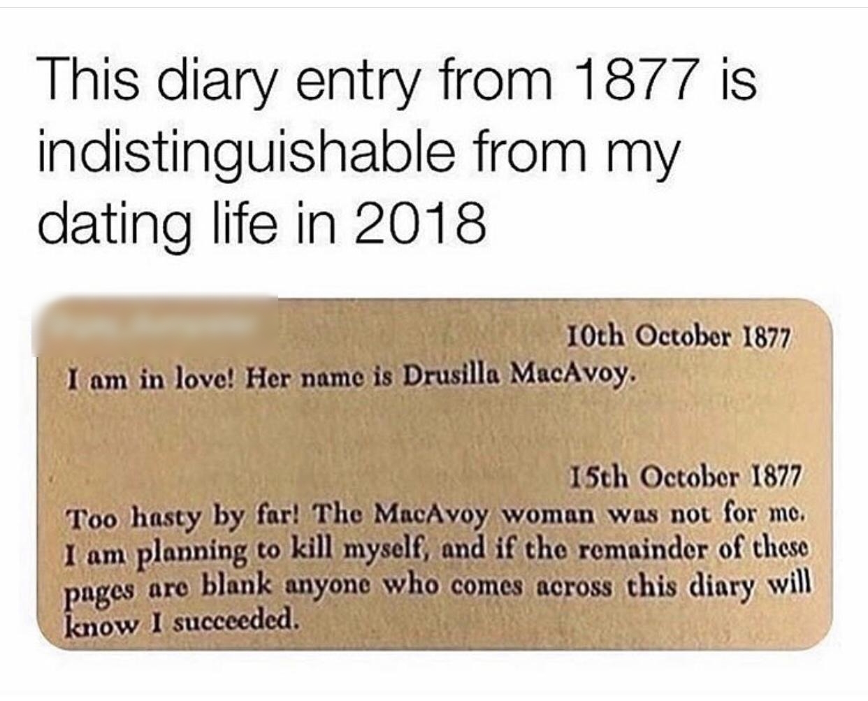 This diary entry from 1877 is indistinguishable from my dating life in 2018