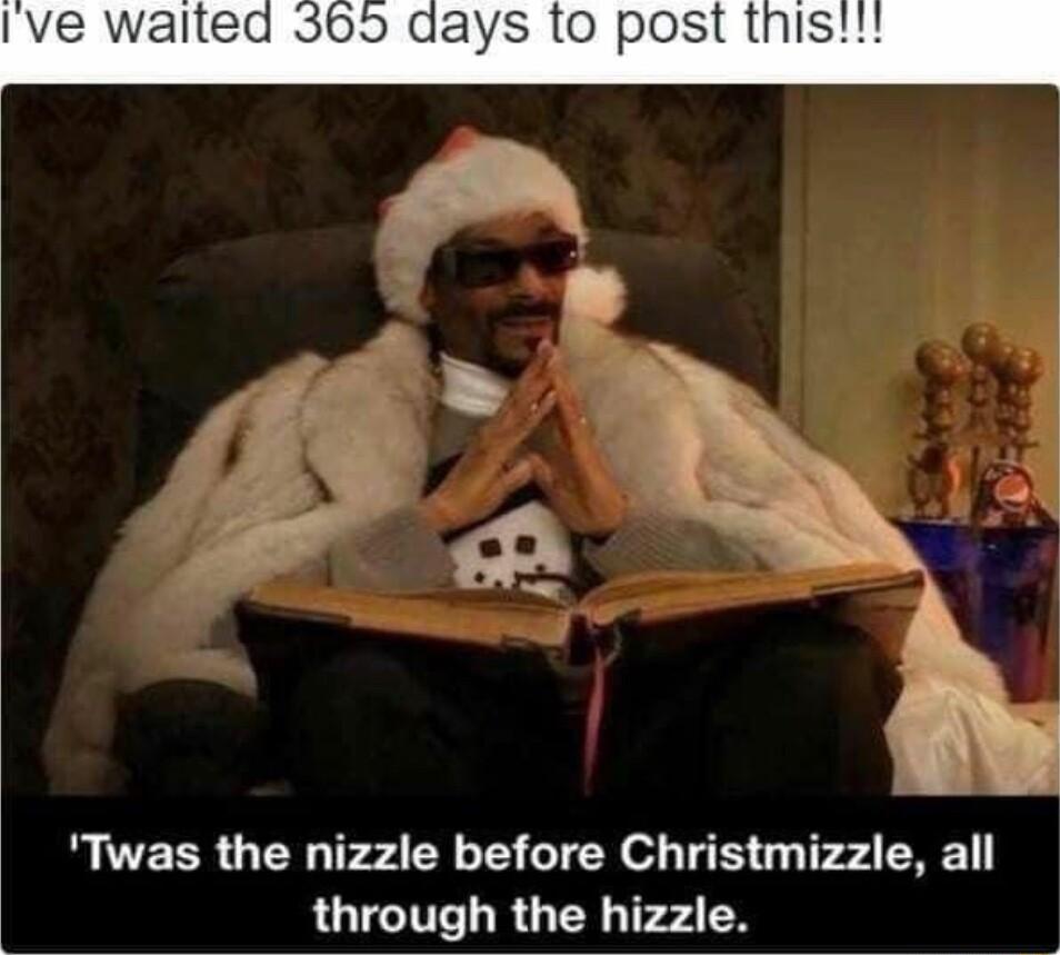 Twas the nizzle before Christmizzle all through the hizzle