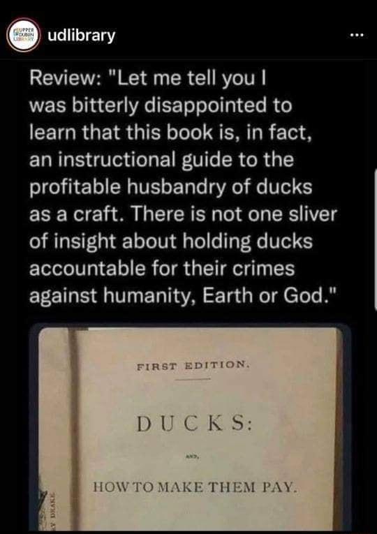 udlibrary REVEVTE K R GBIV was bitterly disappointed to CEIGRGETRGIENTole SN R Tl an instructional guide to the elde i 1 o IV oE Tale Aol VeI as a craft There is not one sliver of insight about holding ducks accountable for their crimes LTS VT ET T Tada We d CToTe B DU GRS HOWTO MAKE THEM PAY