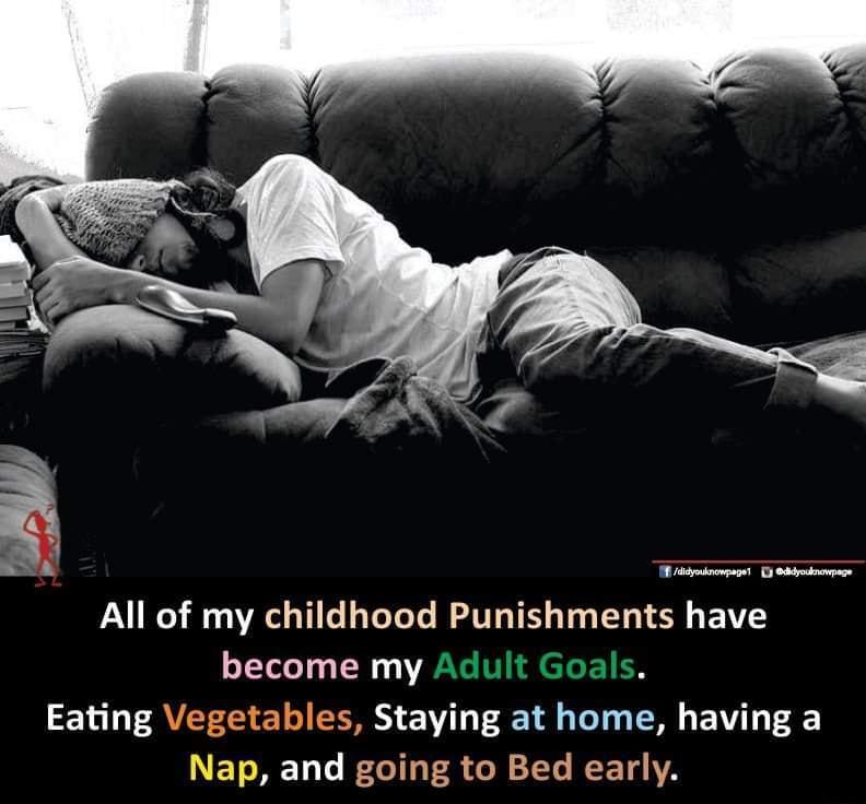 N All of my childhood Punishments have become my Eating Ve es Staying at home LEVLTE LELRELL ECILES LR ELREET I