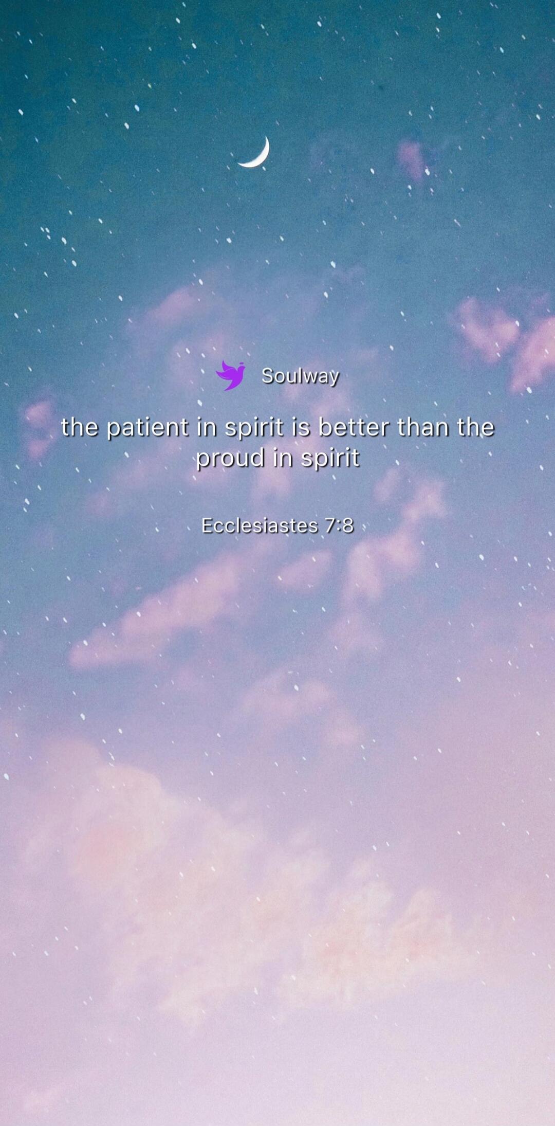 Soulway the patient in spirit is better than the proud in spirit Ecclesiastes 7:8