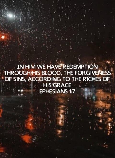 IN HIM WE HAVE REDEMPTION THROUGH HIS BLOOD, THE FORGIVENESS OF SINS, ACCORDING TO THE RICHES OF HIS GRACE
EPHESIANS 1:7