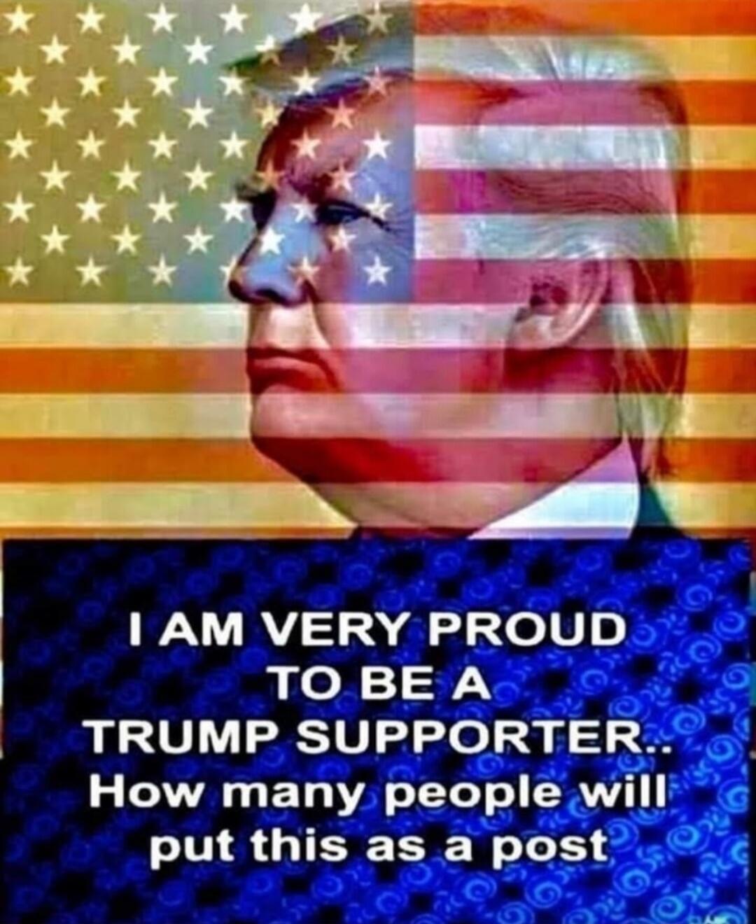 I AM VERY PROUD TO BE A TRUMP SUPPORTER.. How many people will put this as a post