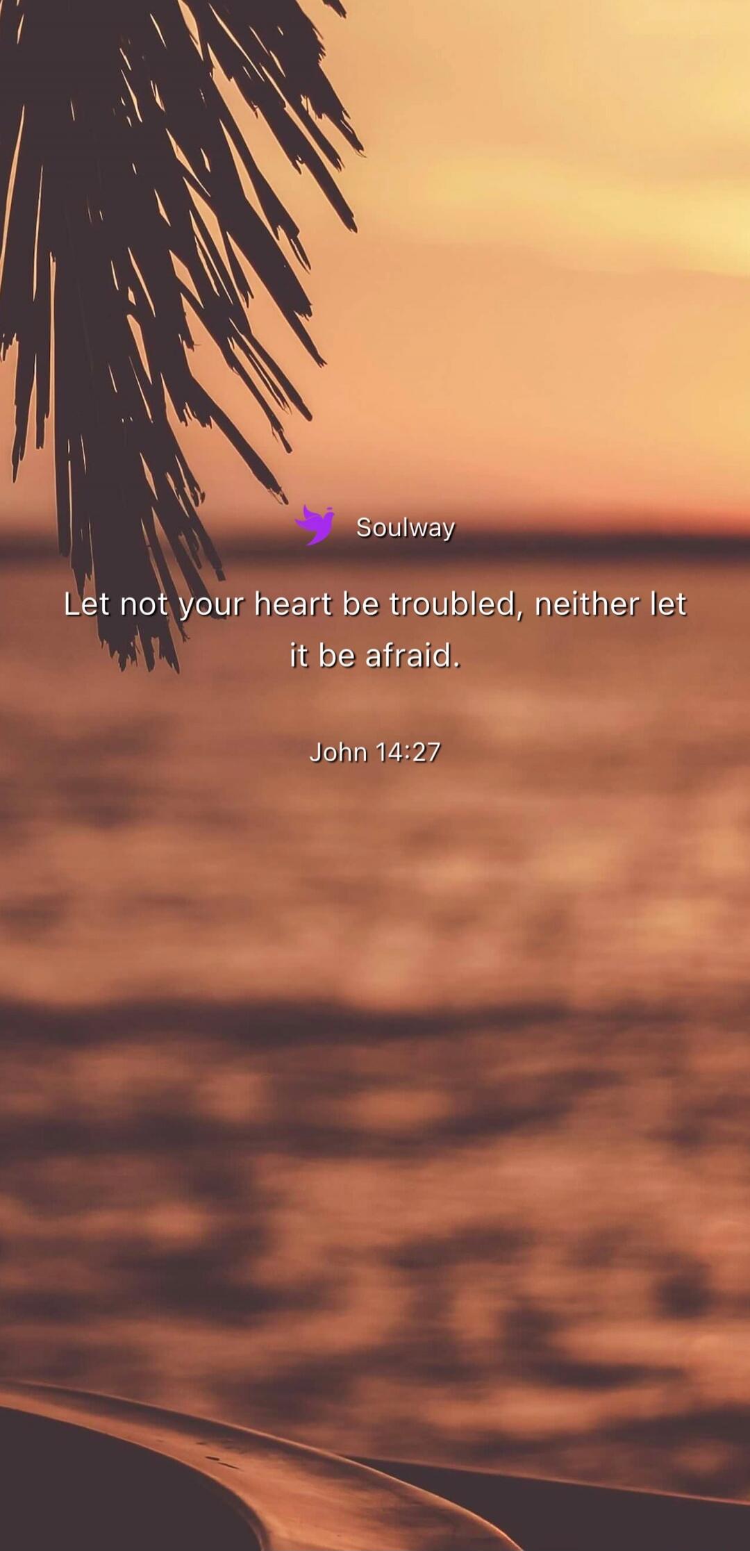 Soulway Let not your heart be troubled, neither let it be afraid. John 14:27