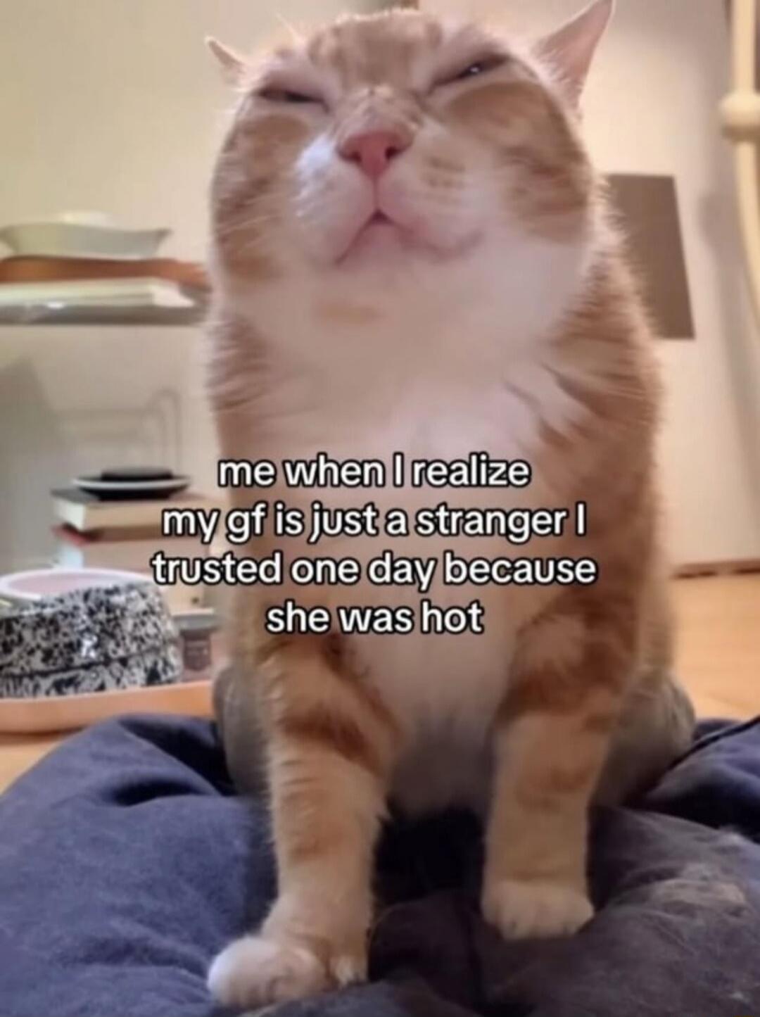 me when I realize my gf is just a stranger I trusted one day because she was hot