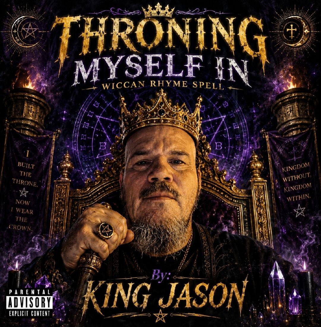 THRONING MYSELF IN WICCAN RHYME SPELL BUILT THE THRONE. NOW I WEAR THE CROWN. KINGDOM WITHOUT, KINGDOM WITHIN. By: KING JASON PARENTAL ADVISORY EXPLICIT CONTENT