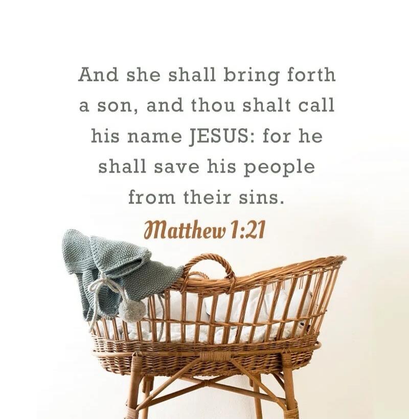 And she shall bring forth a son, and thou shalt call his name JESUS: for he shall save his people from their sins. Matthew 1:21