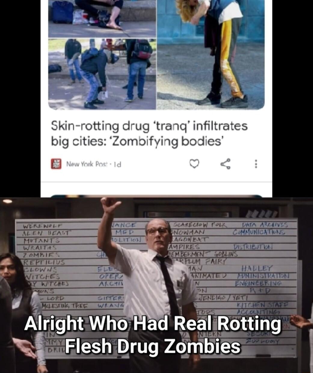 Skil ing drug tranqinfiltrates big cities Zombifying bodies L Alright Who Had RealiRotting wi Flesh Drug Zombies