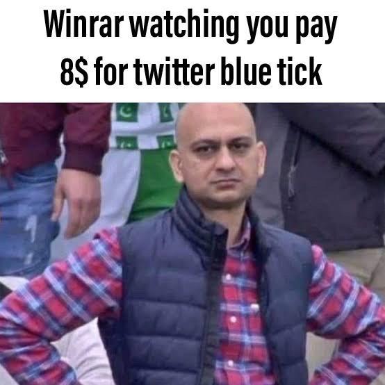 Winrar watching you pay 85 for twitter blue tick