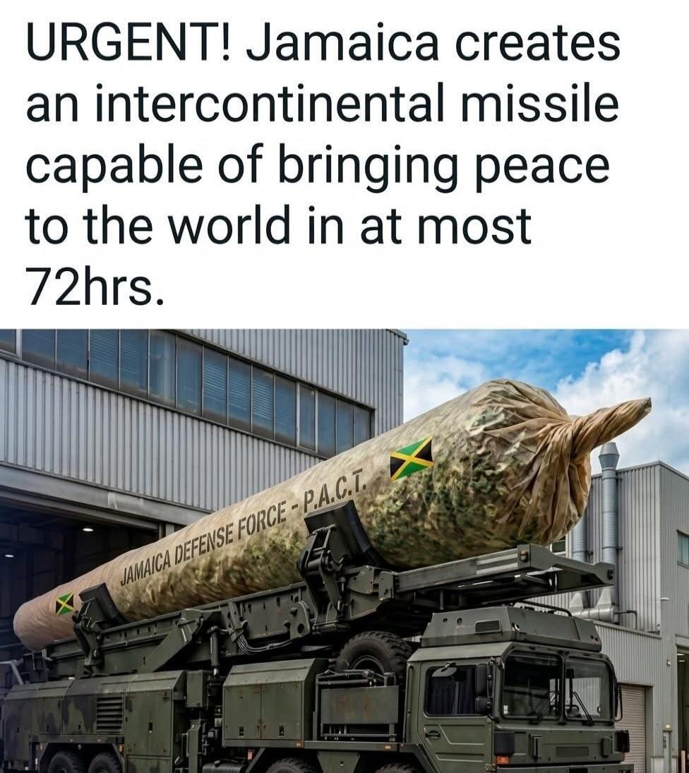 URGENT! Jamaica creates an intercontinental missile capable of bringing peace to the world in at most 72hrs. JAMAICA DEFENSE FORCE - P.A.C.T.