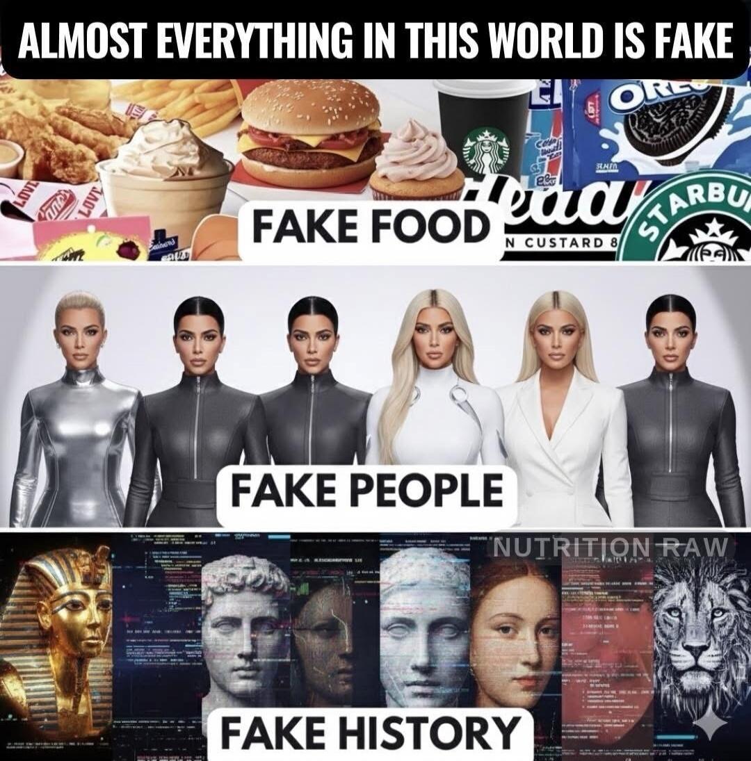 ALMOST EVERYTHING IN THIS WORLD IS FAKE
FAKE FOOD
FAKE PEOPLE
FAKE HISTORY