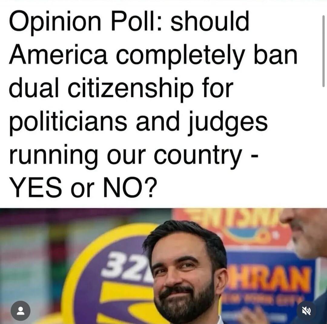 Opinion Poll: should America completely ban dual citizenship for politicians and judges running our country - YES or NO?