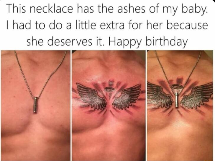 This necklace has the ashes of my baby had to do a little extra for her because she deserves it Happy birthday