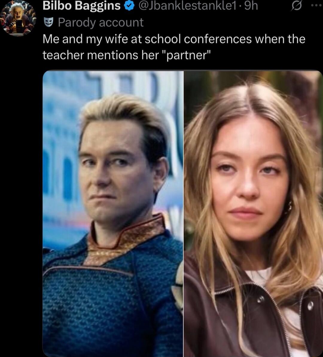 Me and my wife at school conferences when the teacher mentions her 