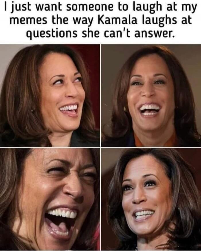 I just want someone to laugh at my memes the way Kamala laughs at questions she can't answer.