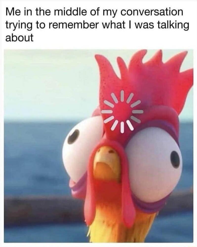 Me in the middle of my conversation trying to remember what was talking about