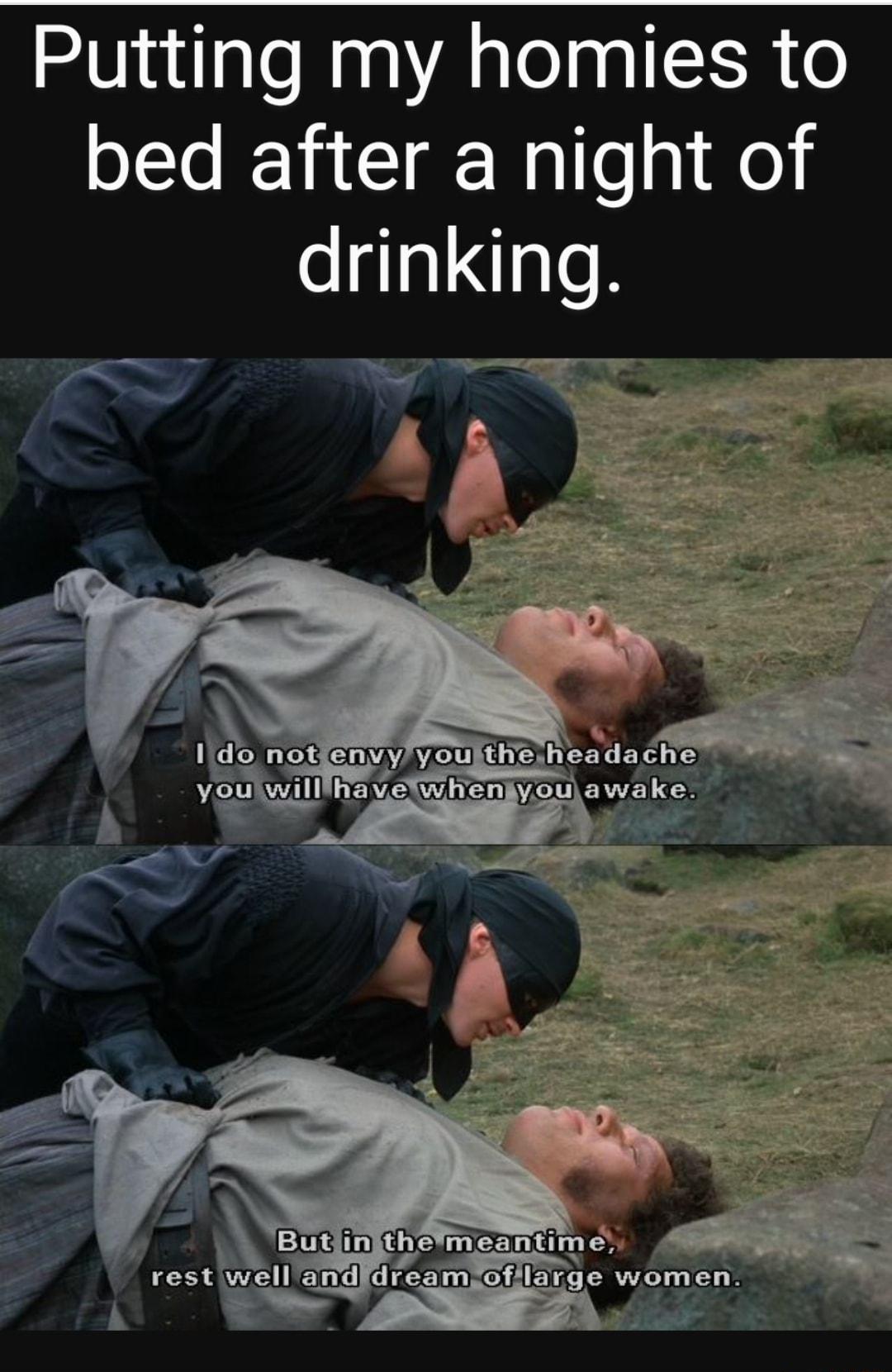 Putting my homies to bed after a night of drinking Ty v