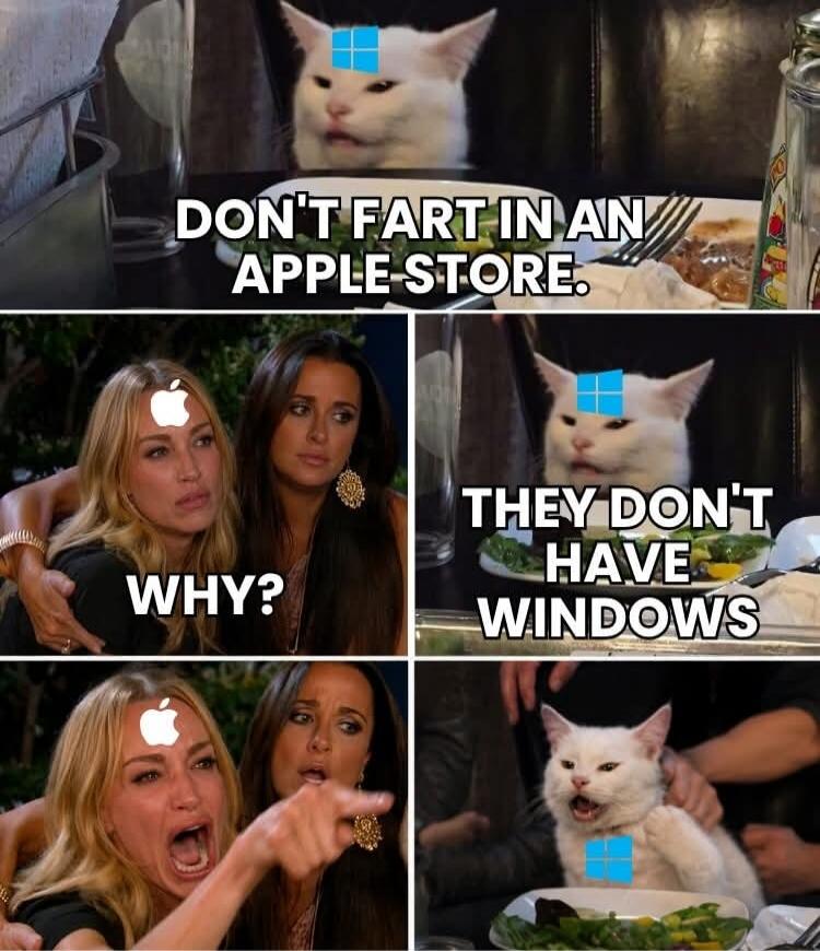 DON'T FART IN AN APPLE STORE. WHY? THEY DON'T HAVE WINDOWS