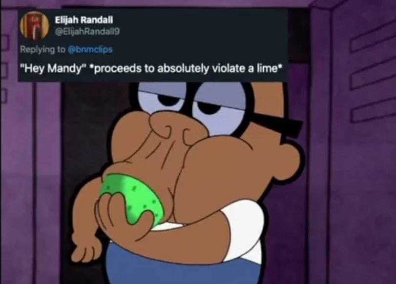 ten mancan ecanrandain Replying to bnmcips Hey Mandy proceeds to absolutely violate a lime