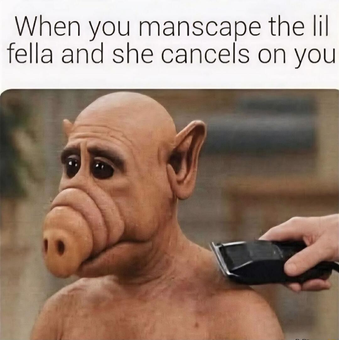 When you manscape the lil fella and she cancels on you