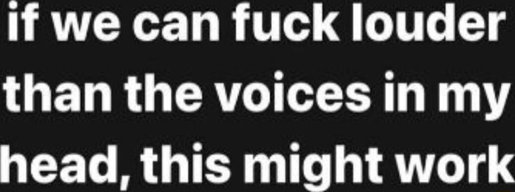 if we can fuck louder than the voices in my head this might work
