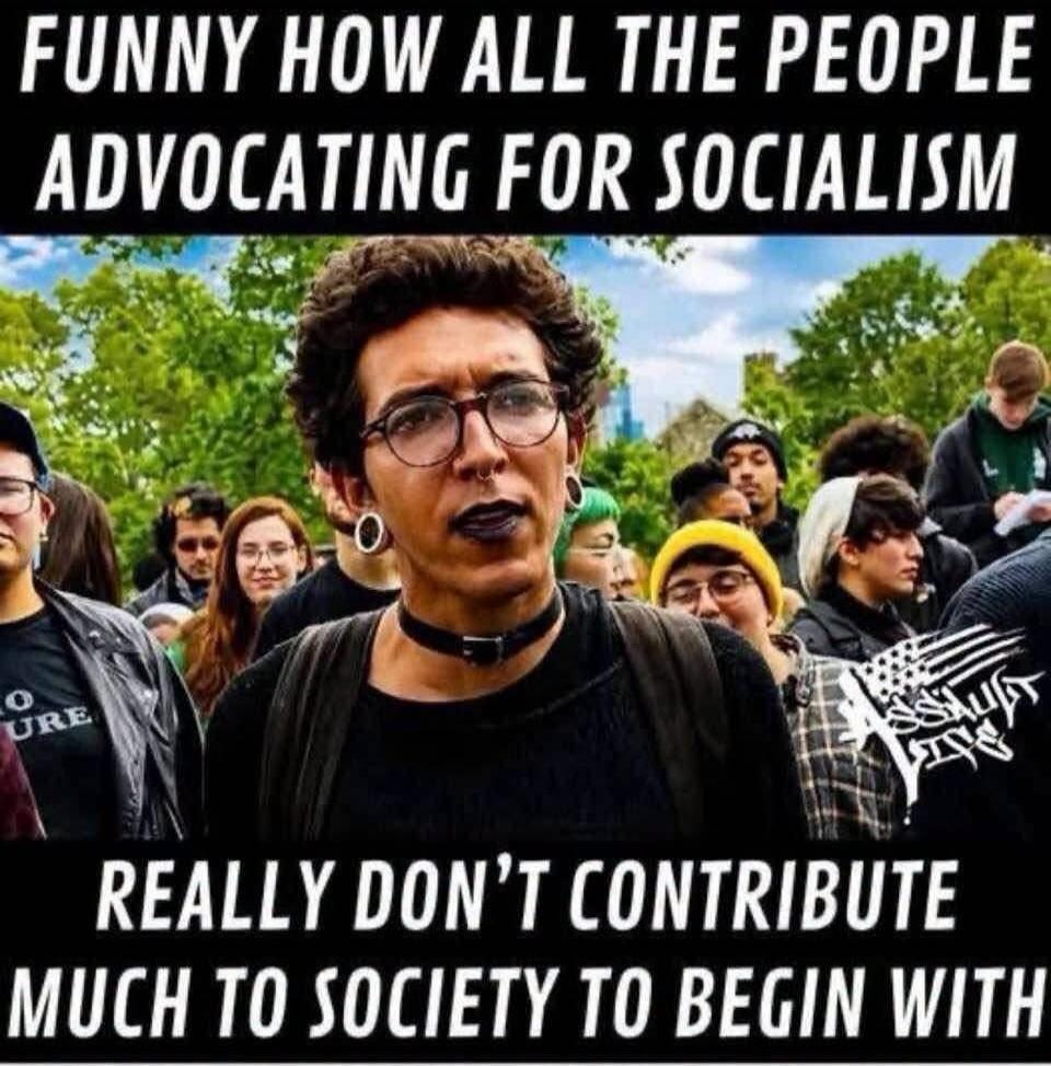 FUNNY HOW ALL THE PEOPLE ADVOCATING FOR SOCIALISM REALLY DON'T CONTRIBUTE MUCH TO SOCIETY TO BEGIN WITH