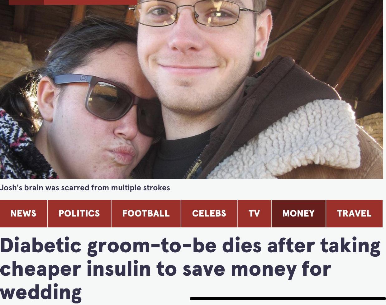 Dlabetlc groom to be dles after taklng cheaper insulin to save money for wedding